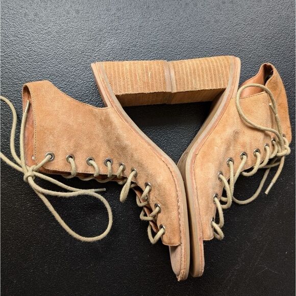 Jeffrey Campbell X Free People Lace Up Heels Suede Ankle Booties Block Heel 7 - Picture 4 of 13